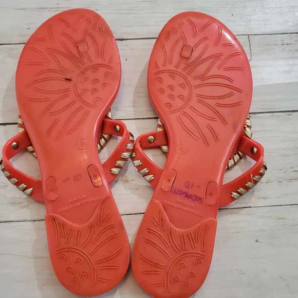 Jack rogers pinkish orange coral jelly sandals flip flop thong size 8 - Picture 3 of 4
